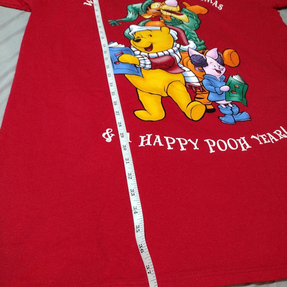 Disney Pooh Family Christmas Red Jumbo (Long) Tee. Tshirt Dress. Vintage OneSize - Picture 7 of 8